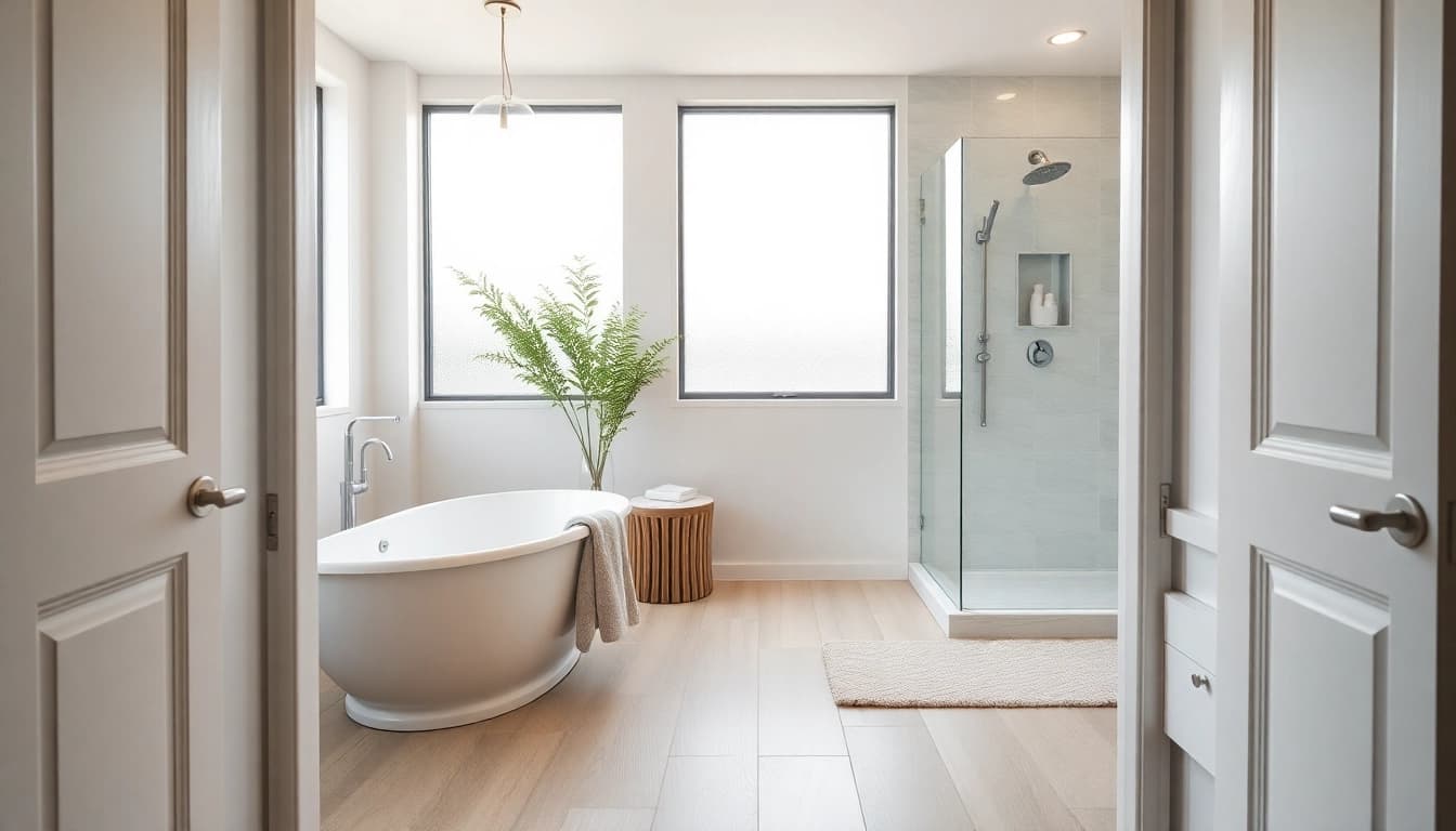 Visualize a beautifully designed space focusing on Bathroom Remodeling with modern features and elegant accessories.