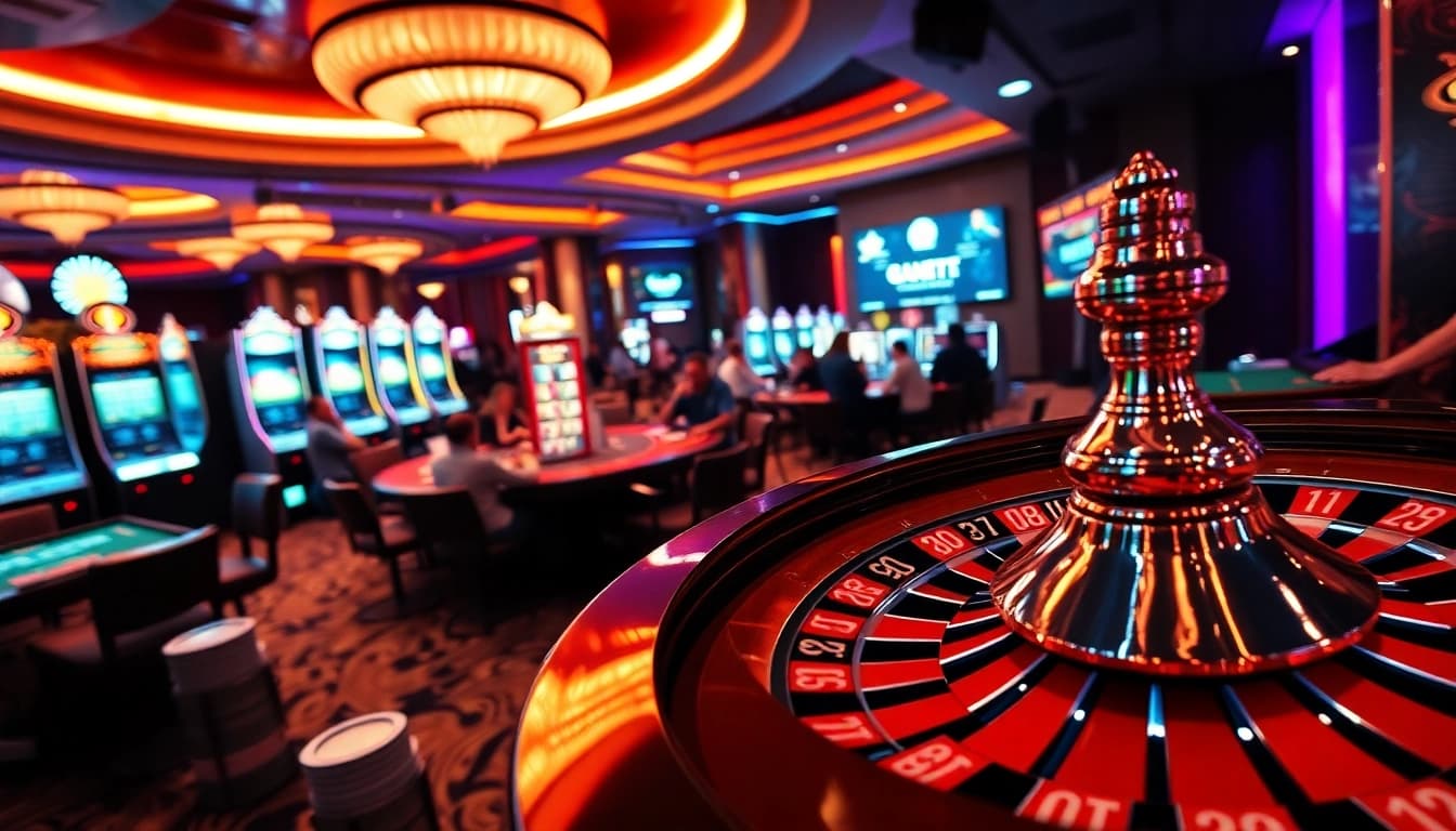 Explore the thrilling atmosphere of gambling at https://bancaonline88.com/ with vibrant slot machines and intense poker games.