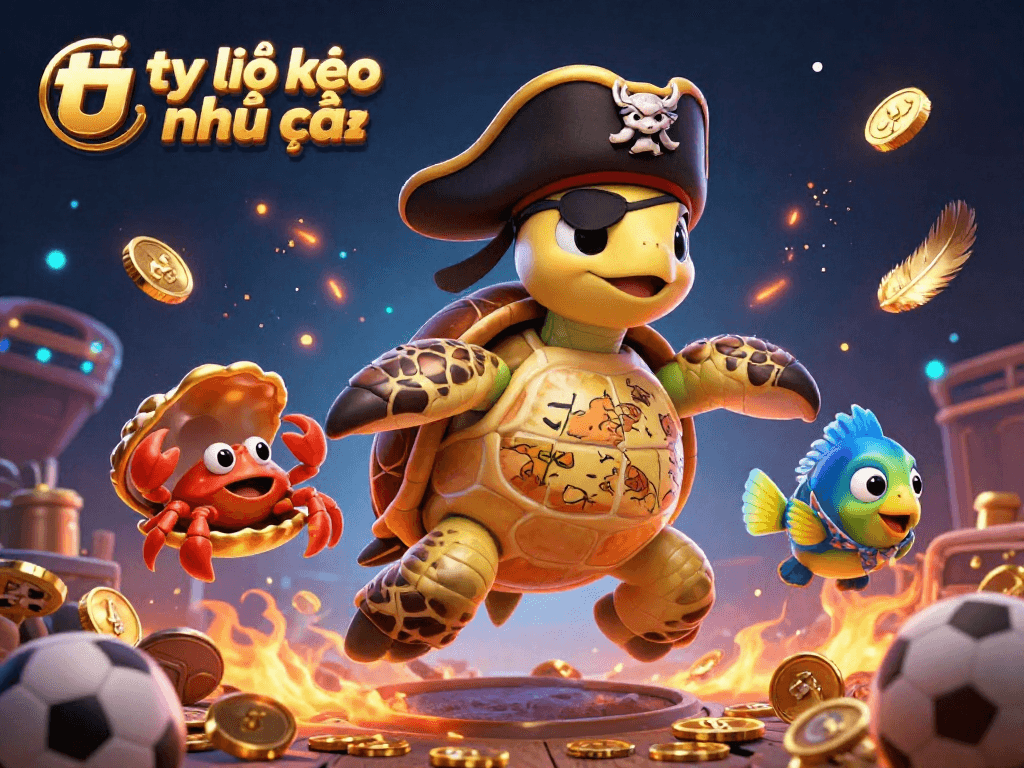 Engage with tỷ lệ kèo nhà cái in an epic sports betting scene filled with vibrant characters and gold coins.