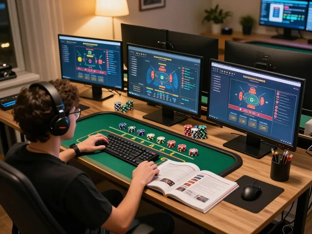 Player strategizing for vaobet online casino with live games and betting notes visible.