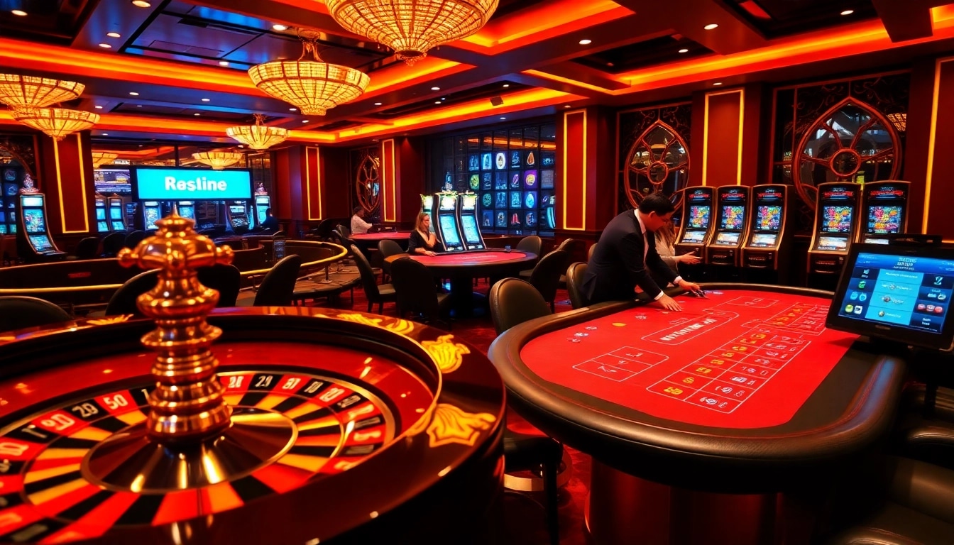 Experience the thrill of casino gaming at https://rr88a.us.com/ with roulette, poker chips, and vibrant slot machines.