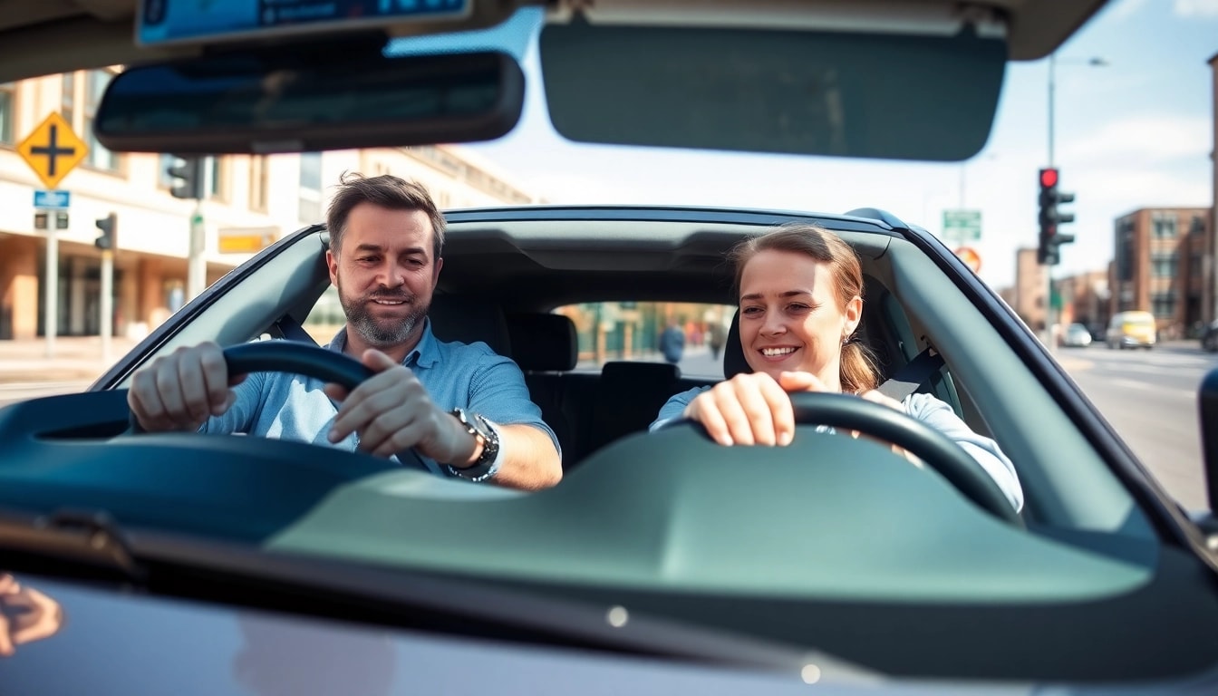 Learn to drive confidently with an intensive driving course Portsmouth coaching session, featuring an instructor and student.