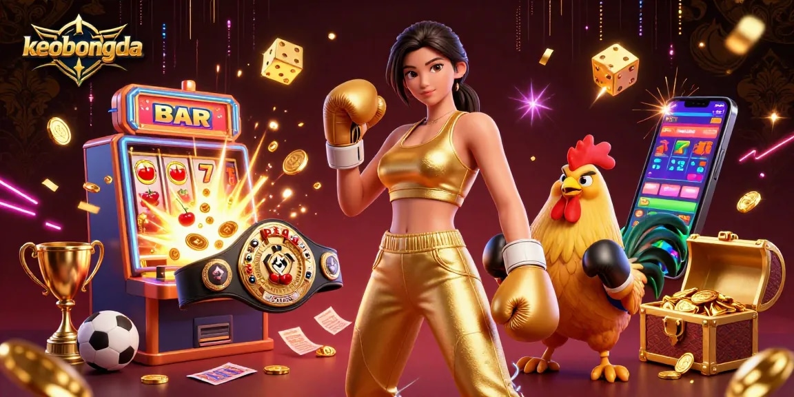 Engage with exciting keobongda betting action featuring a powerful woman and a rooster champion.