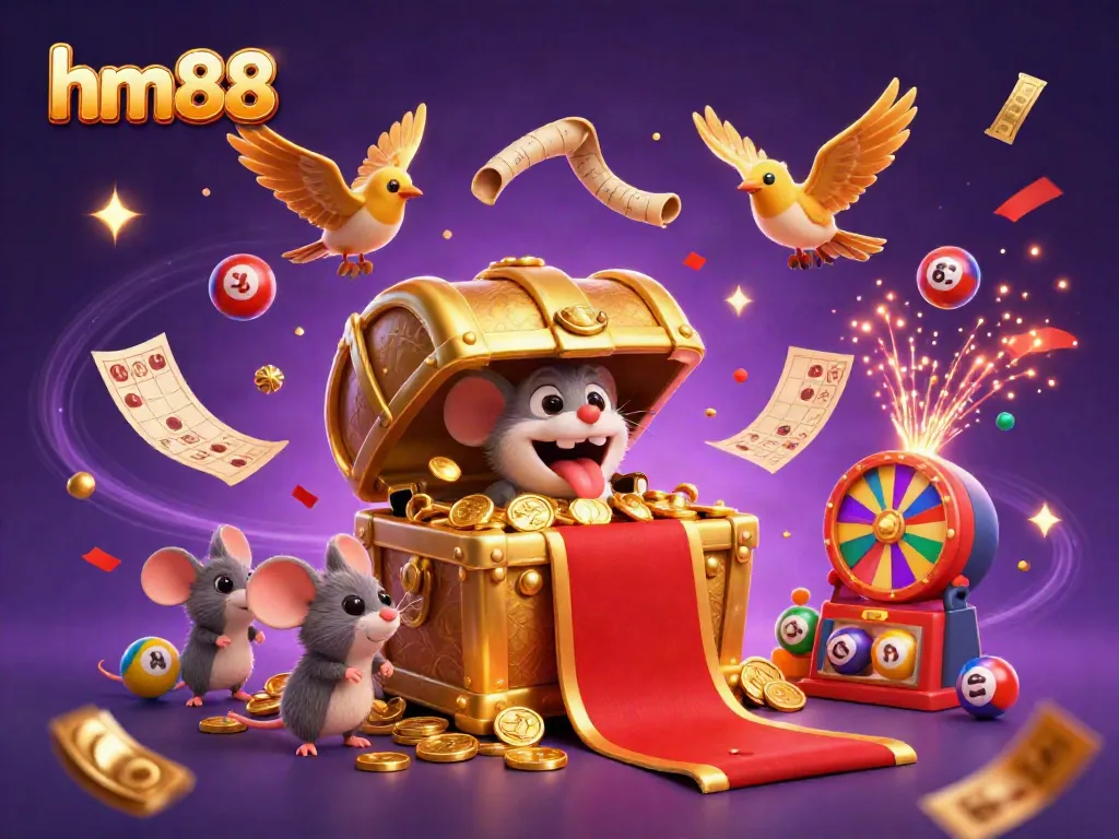 Experience the excitement of hm88 with a vibrant 3D casino scene filled with dynamic casino elements and fun characters.