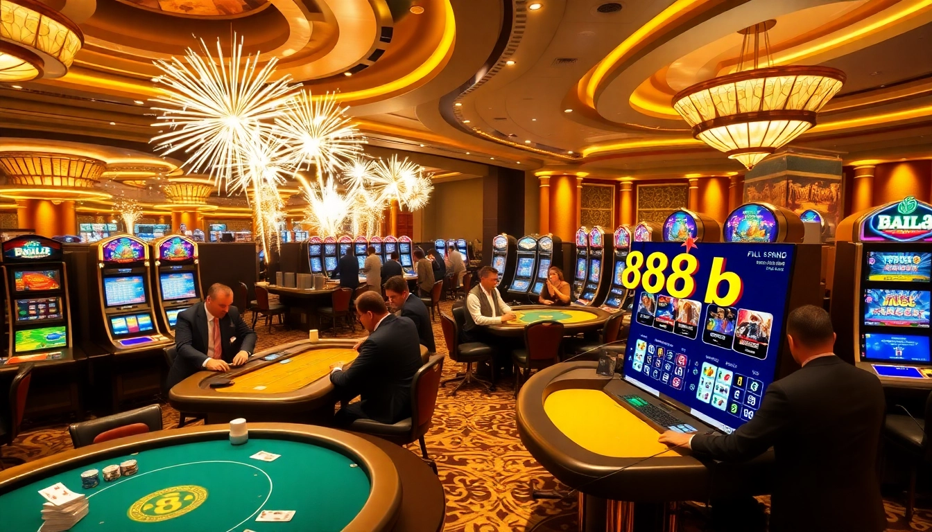 Experience the thrill of đăng nhập 888b as gamblers play at upscale casino tables and slot machines.