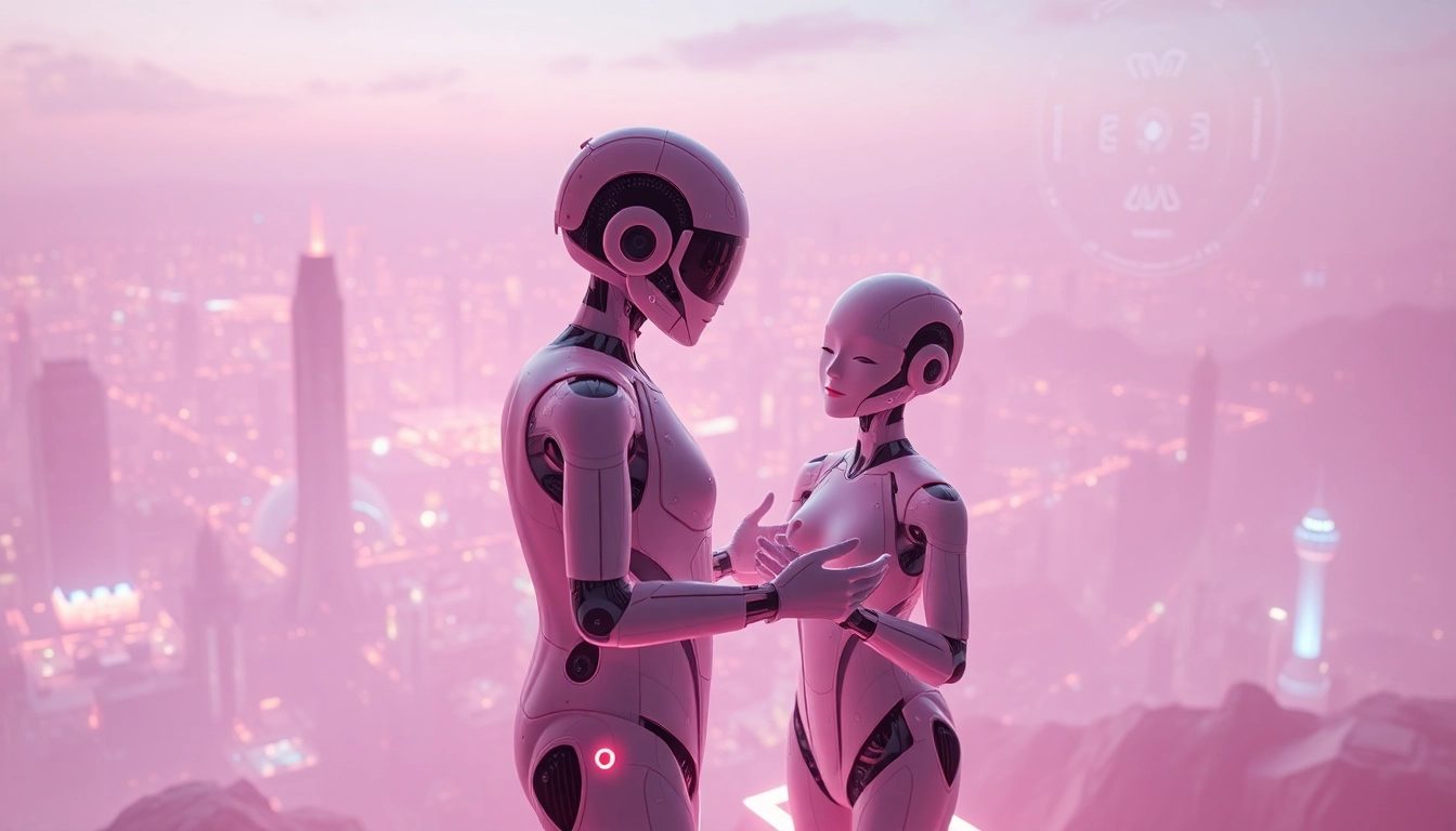 Exploring sex AI in a futuristic digital landscape with humanoid companions.