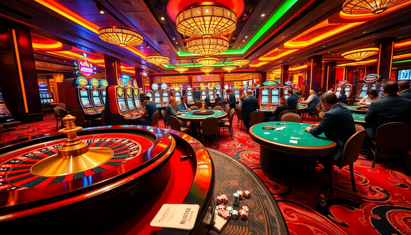 Thrilling gaming action at BJ88 casino with vibrant roulette and excited players.