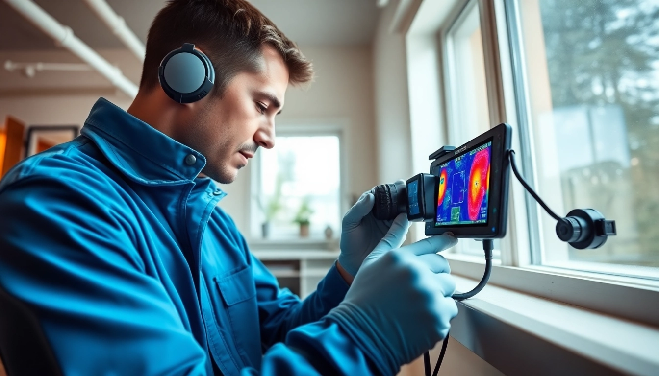 Hidden leak detection by a professional technician using advanced technology in a residential setting.