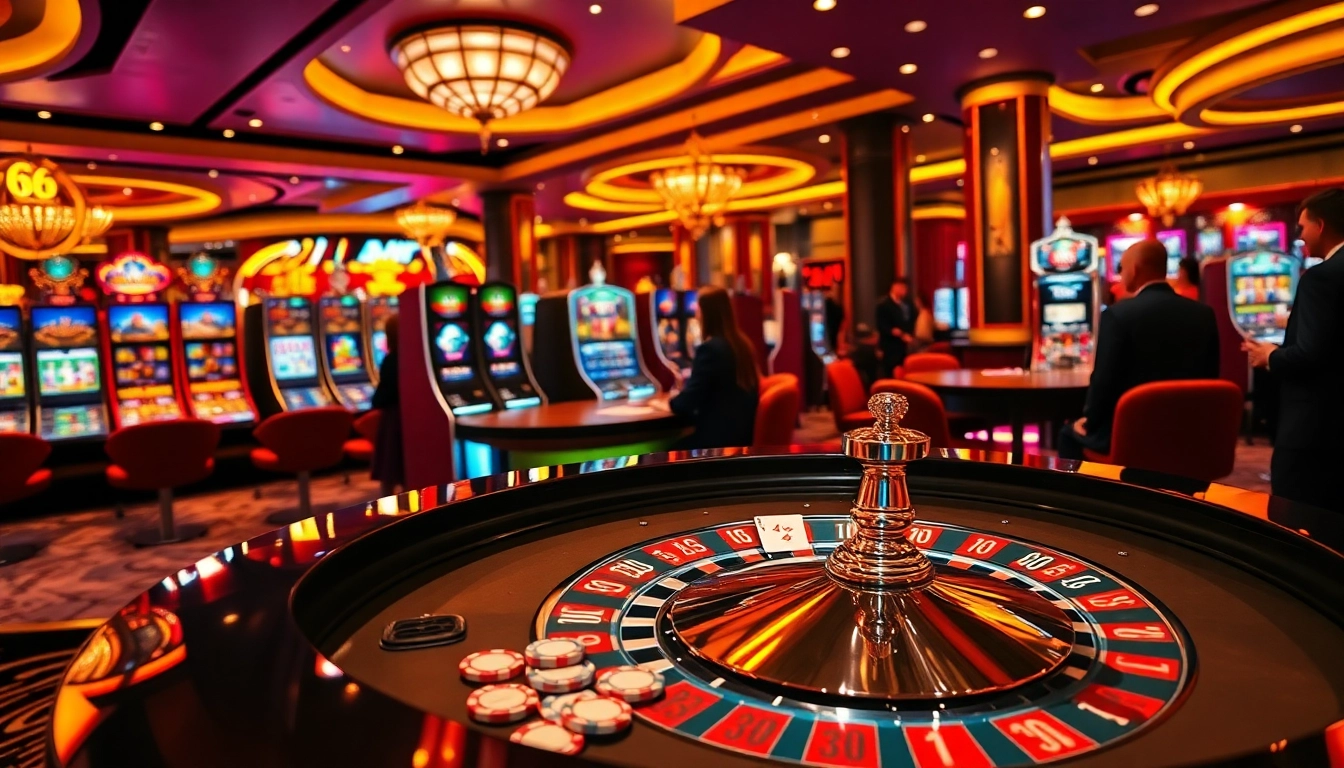 Experience the thrill at MB 66 with engaging casino tables and vibrant slot machines.
