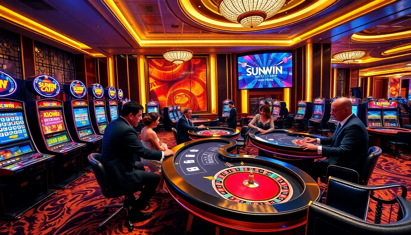 Engaging players enjoying games at SUNWIN casino, highlighting excitement and luxury.