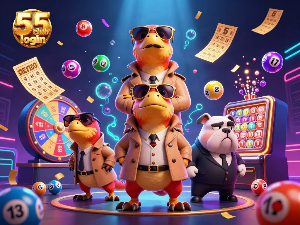Experience seamless access with 55 club login while enjoying vibrant casino-themed elements.