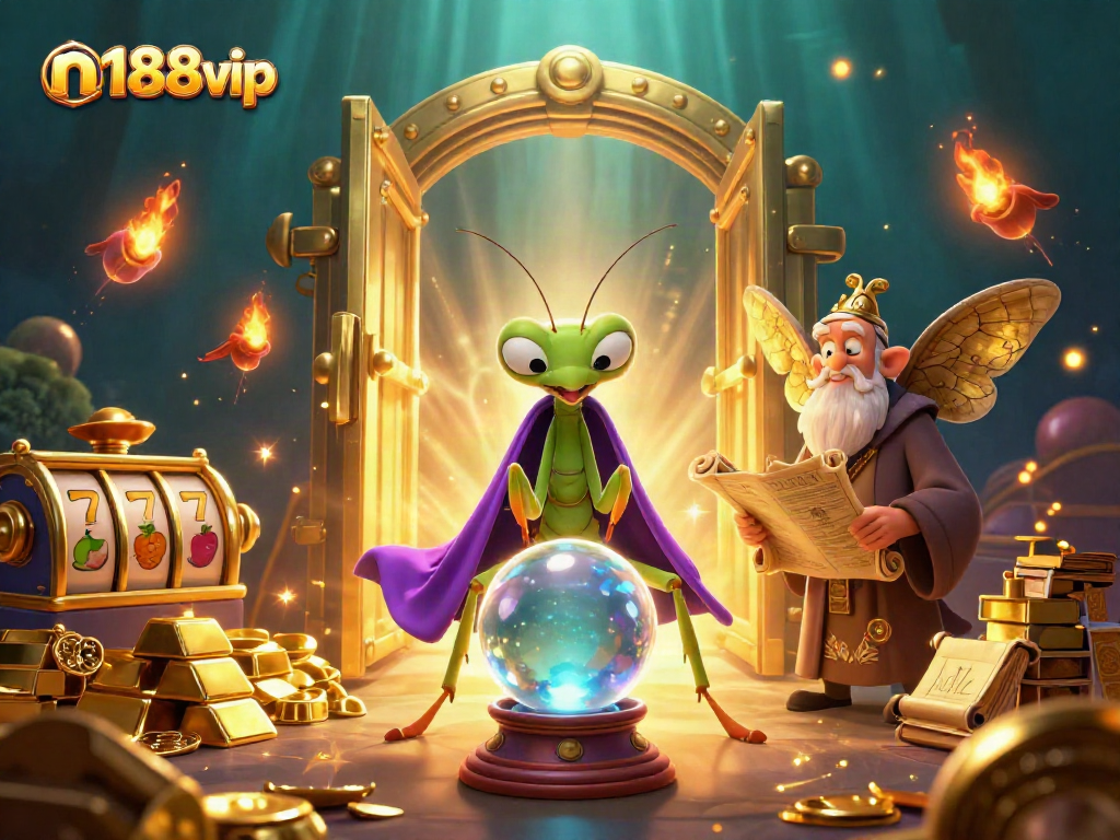 Experience n188vip with vibrant slot games and mystical characters in a captivating 3D scene.