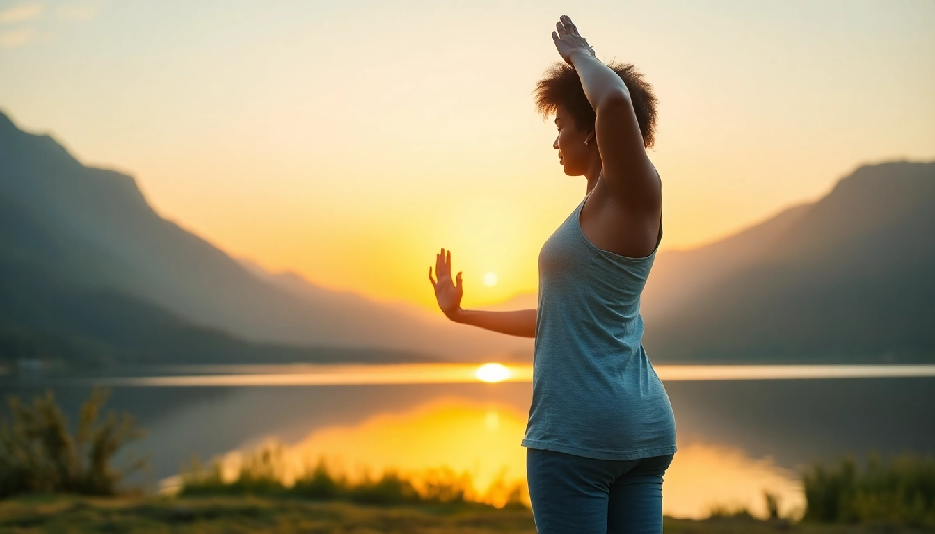Individual practicing yoga at sunrise, symbolizing Weight Loss through mindfulness and health.
