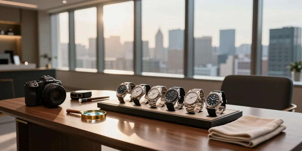 Luxury display of clone watches showcasing craftsmanship in a modern setting