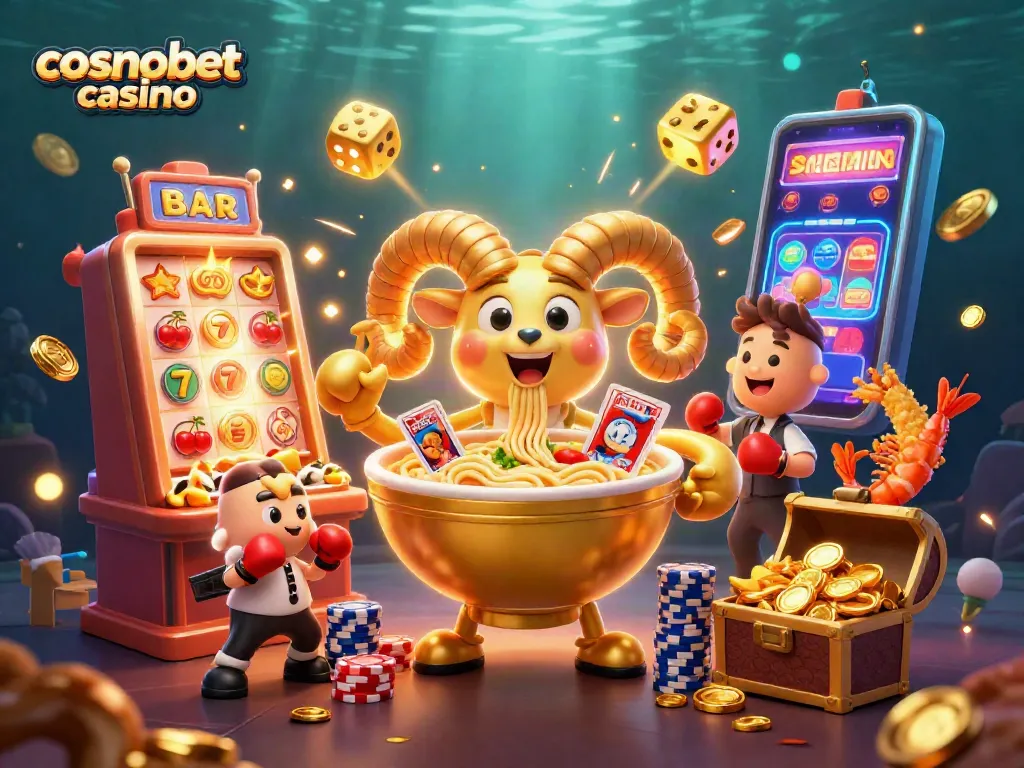 Experience the excitement of cosmobet casino with our vibrant promotional scene featuring animated gambling elements.