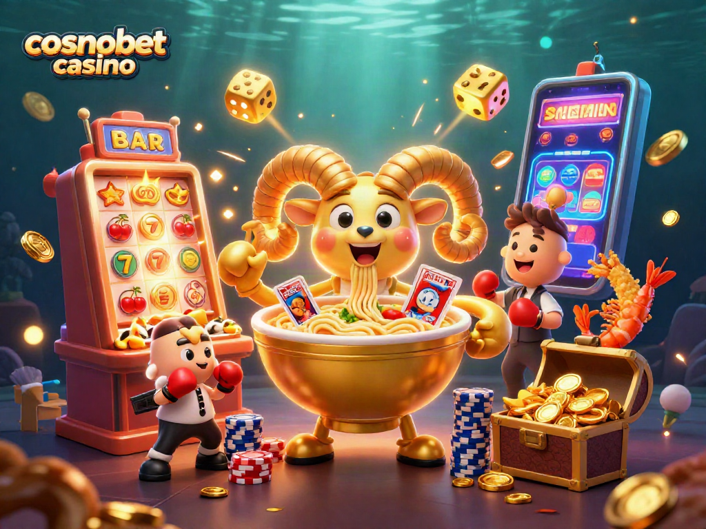 Experience the excitement of cosmobet casino with our vibrant promotional scene featuring animated gambling elements.