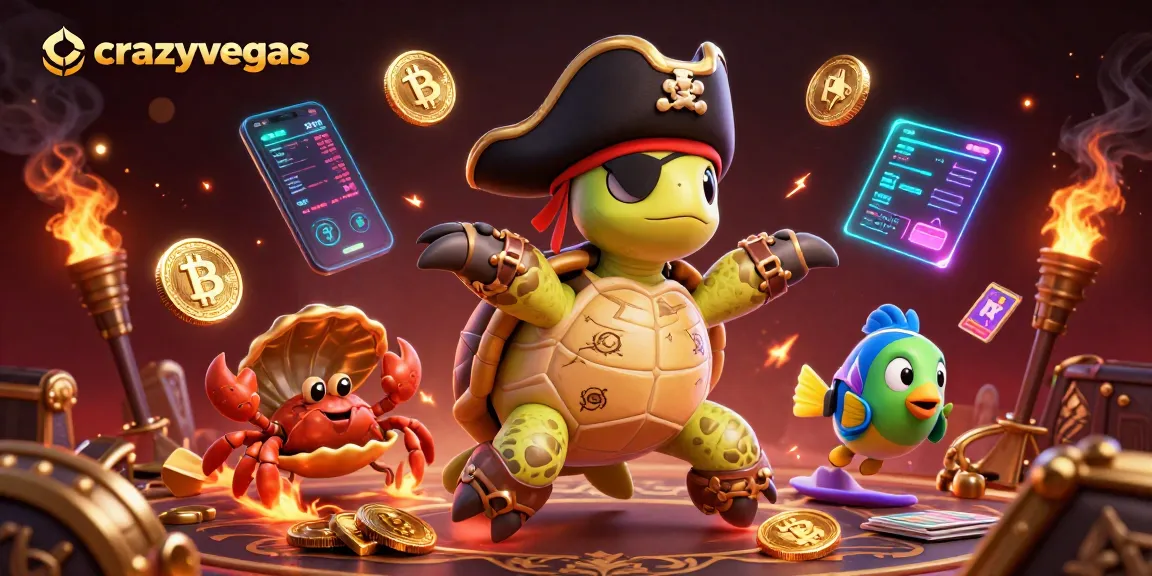 Experience amazing gameplay at crazyvegas with vibrant casino characters around neon crypto coins.