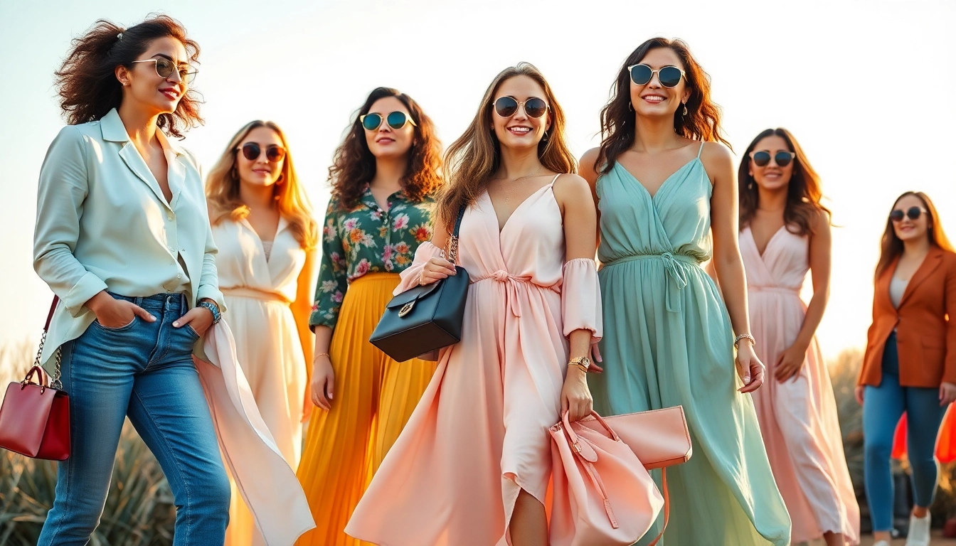 Empowering women fashion styles displayed by diverse models outdoors.