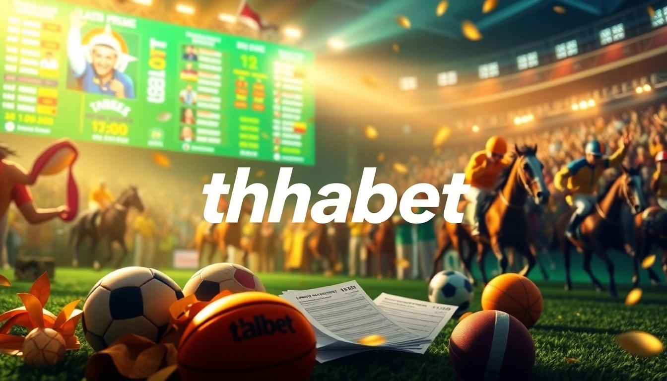 Capture the thrill of sports betting with thabet showcasing energized fans and vibrant game elements.