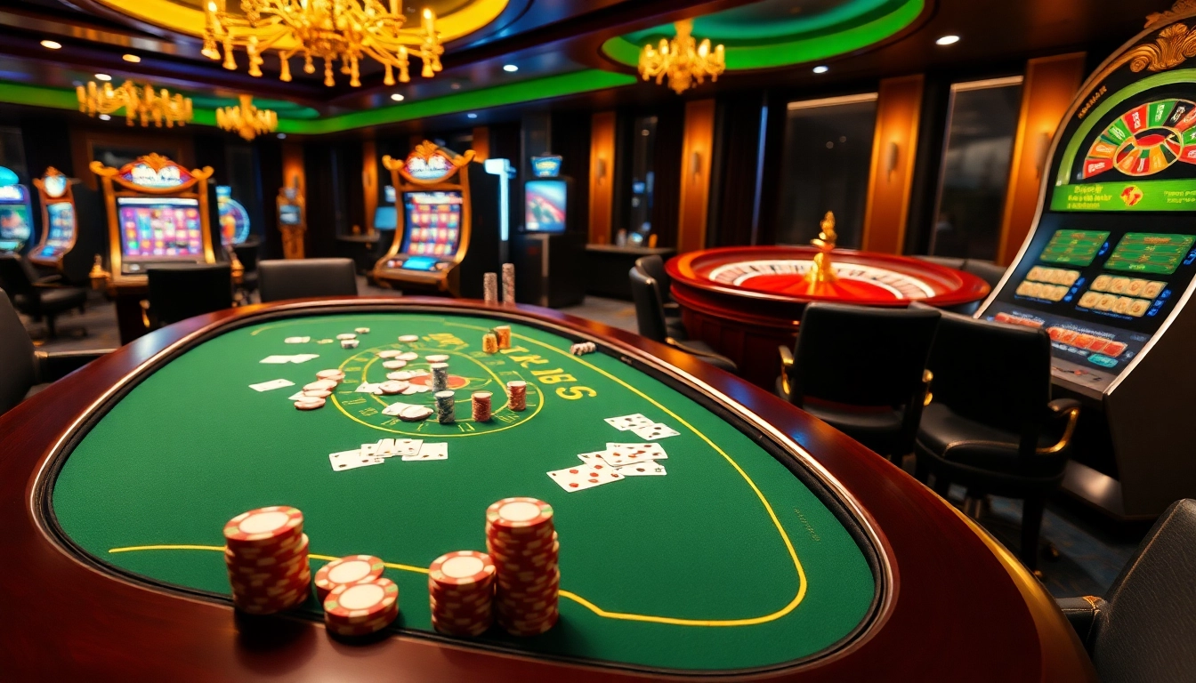 Gamblers celebrating while playing at S8 casino table with vibrant atmosphere.