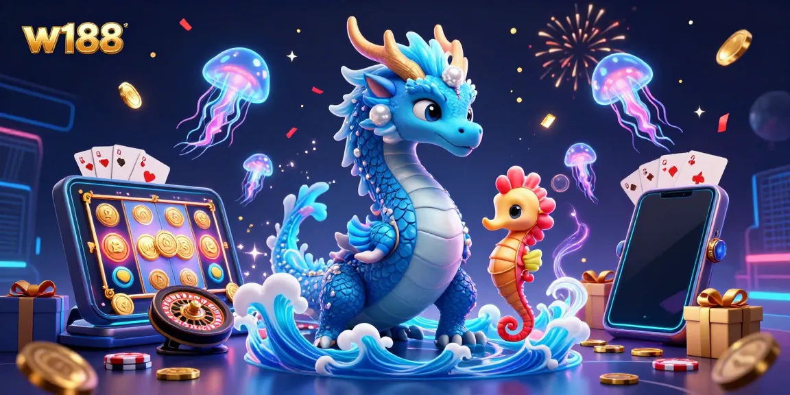 Engage with w188's thrilling gaming experience featuring vibrant characters and rich casino elements.