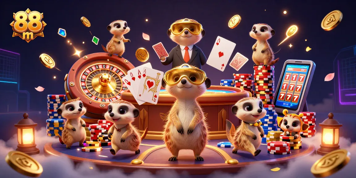 Engage with 88 m as meerkats orchestrate an exciting casino scene with dynamic elements and vibrant visuals.