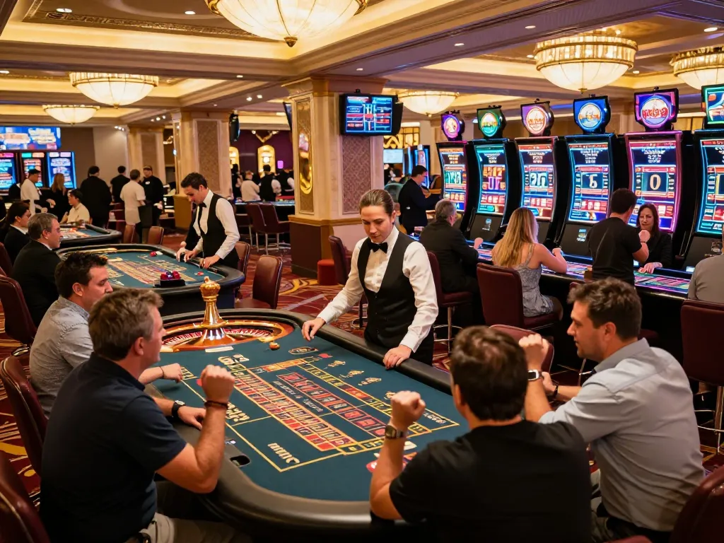 Players engaging at roulette tables in a lively casino featuring u888 com gaming options