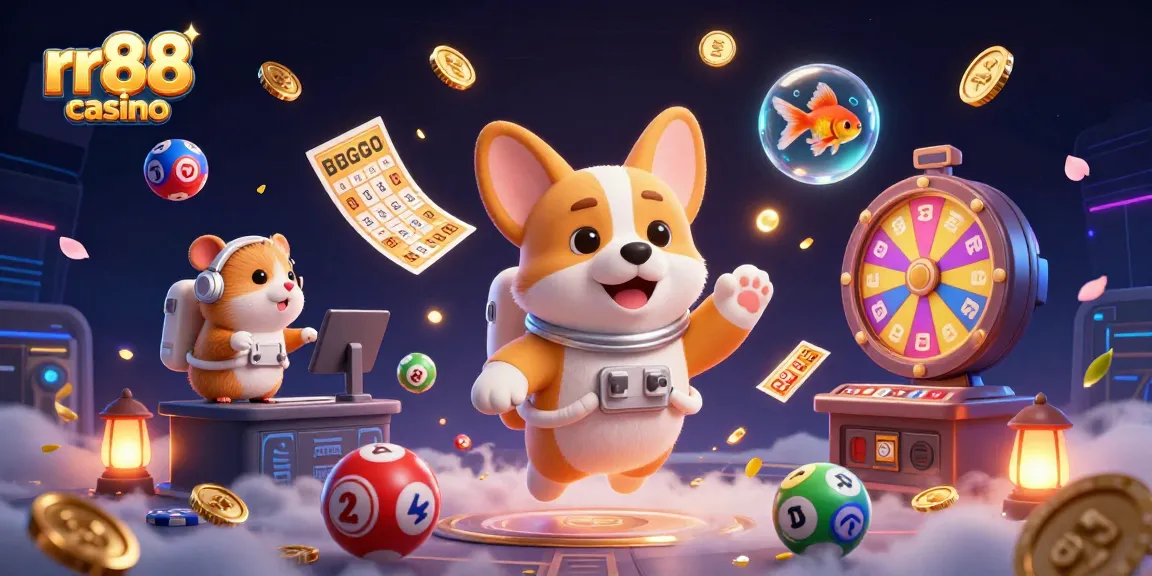 Engage with rr88 casino in an exciting atmosphere featuring an astronaut corgi and dynamic gaming elements.