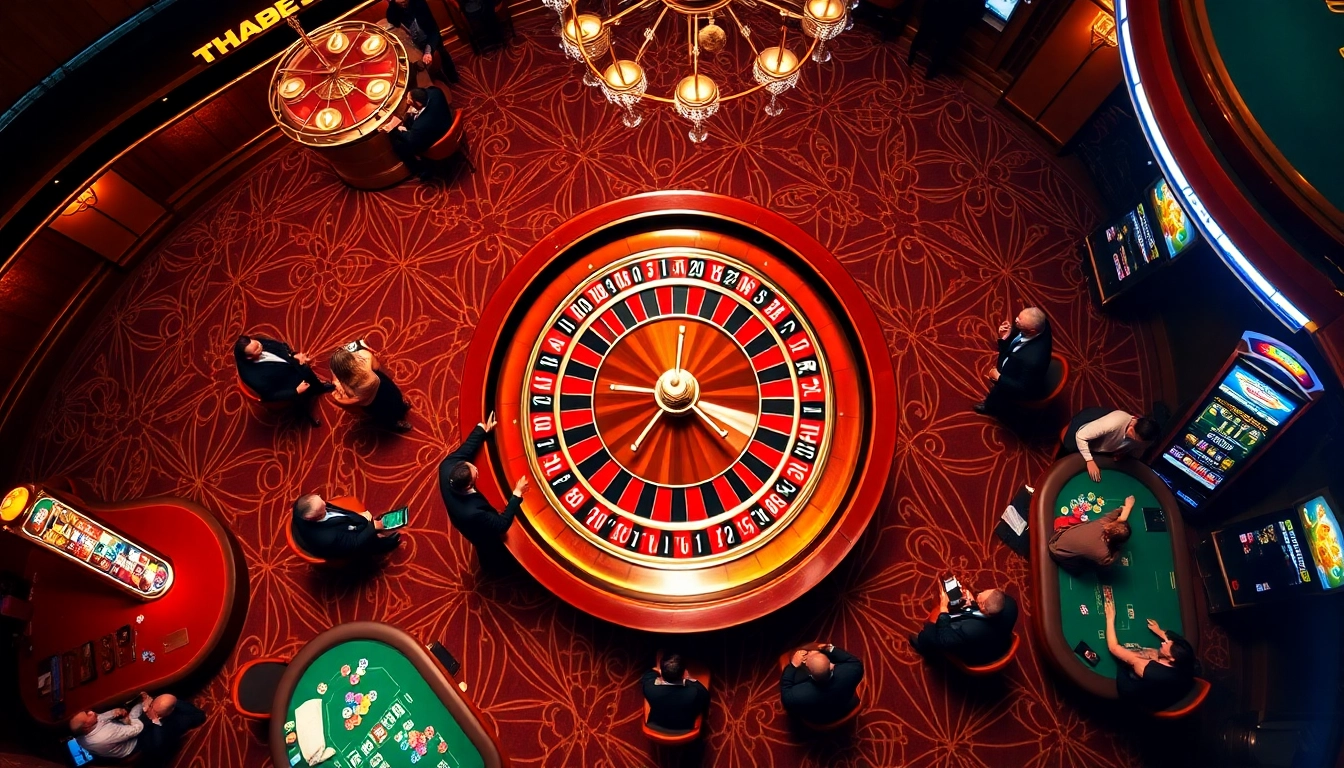 THABET casino scene with vibrant atmosphere and thrilling roulette wheel action.