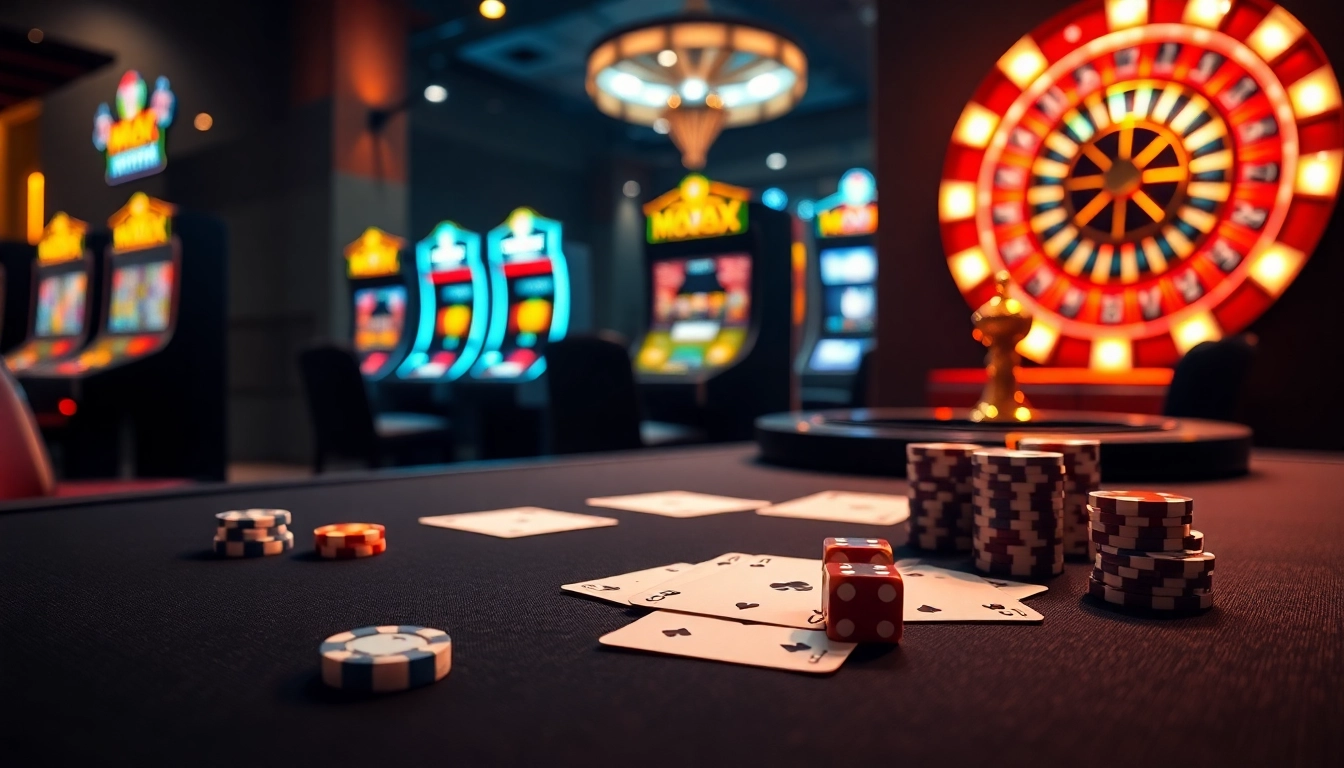 Experience exciting gaming action at nha cai max88 with vibrant tables and thrilling slot machines.