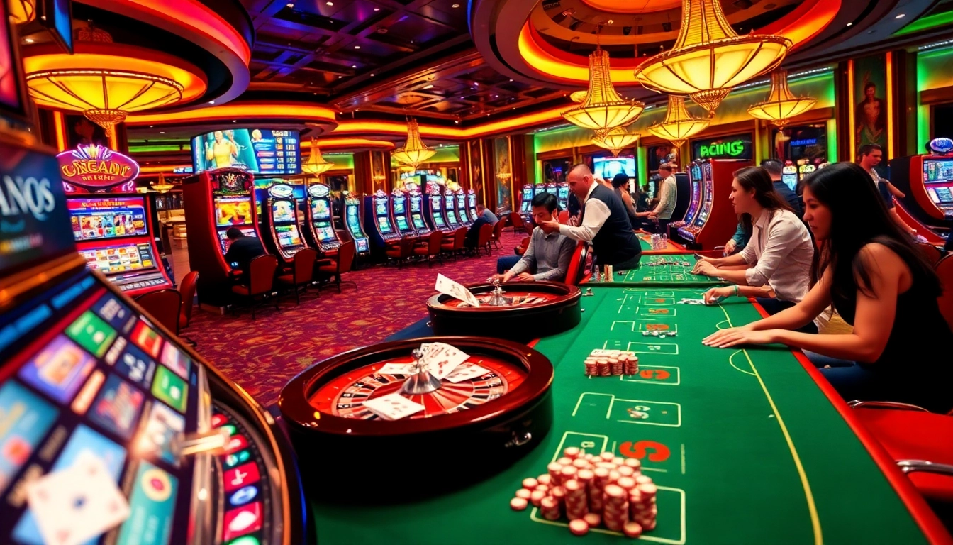 A dynamic casino scene featuring engaging games and excitement at https://king88b.us.com/ with players enjoying high-stakes bets.