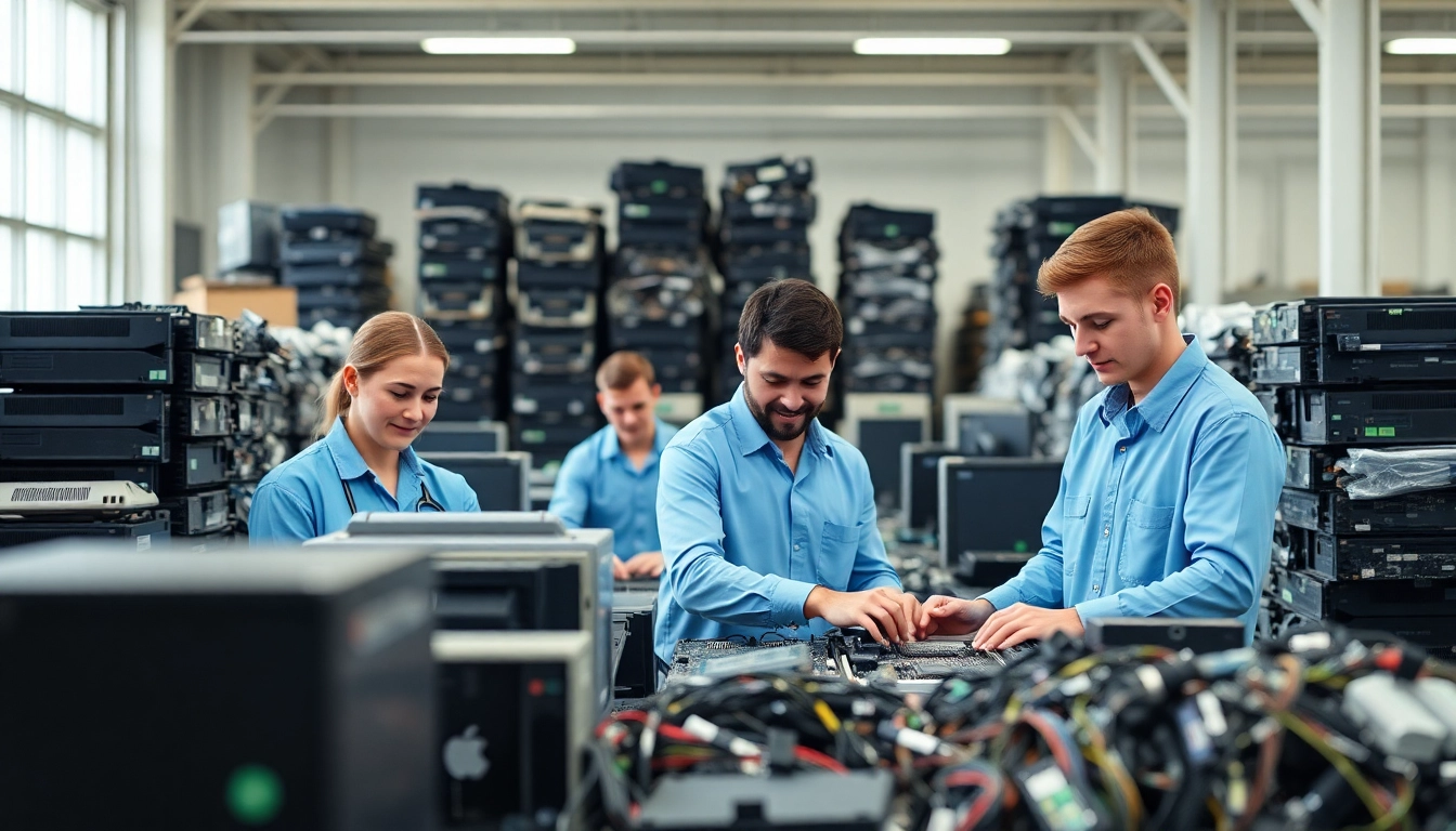 Engaged team practicing computer recycling Bracknell in a modern facility.