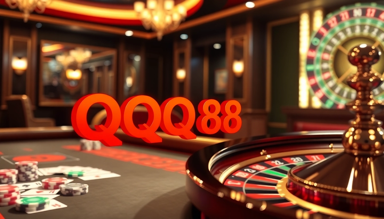 Experience high-stakes betting at QQ 88 casino with vibrant tables and impressive game elements.