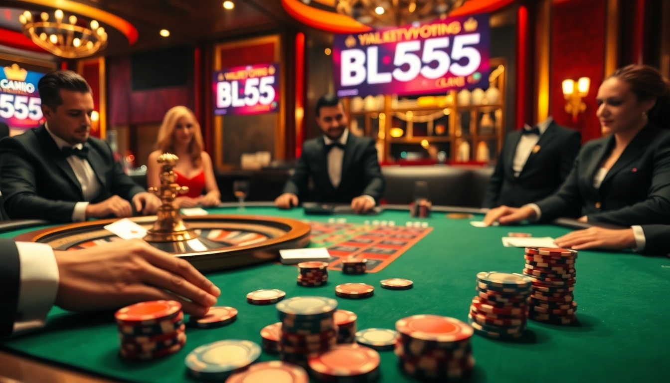 Experience the thrill of BL555 at an elegant poker table with chips and cards.