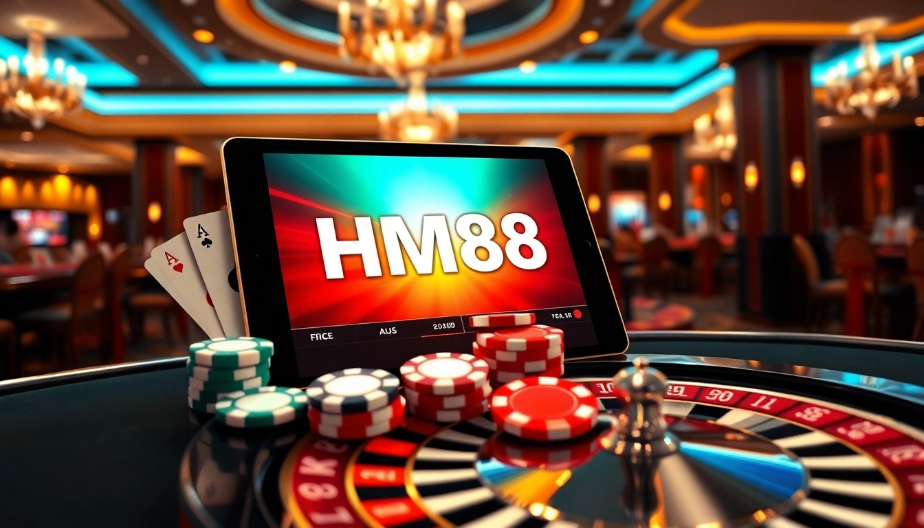 Experience excitement at HM88 as chips align and cards shuffle in a vibrant casino scene.
