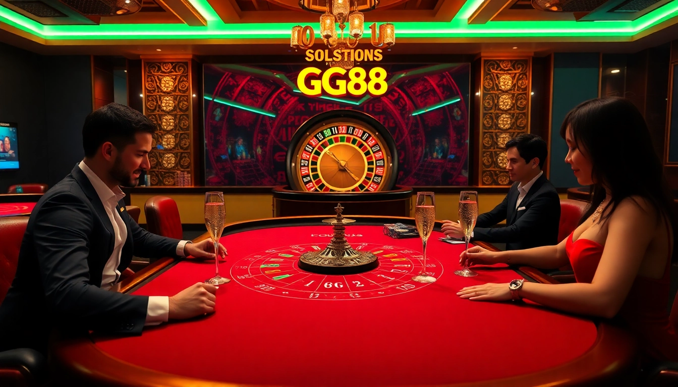 Experience excitement with GG88 as players engage at a luxurious casino poker table.