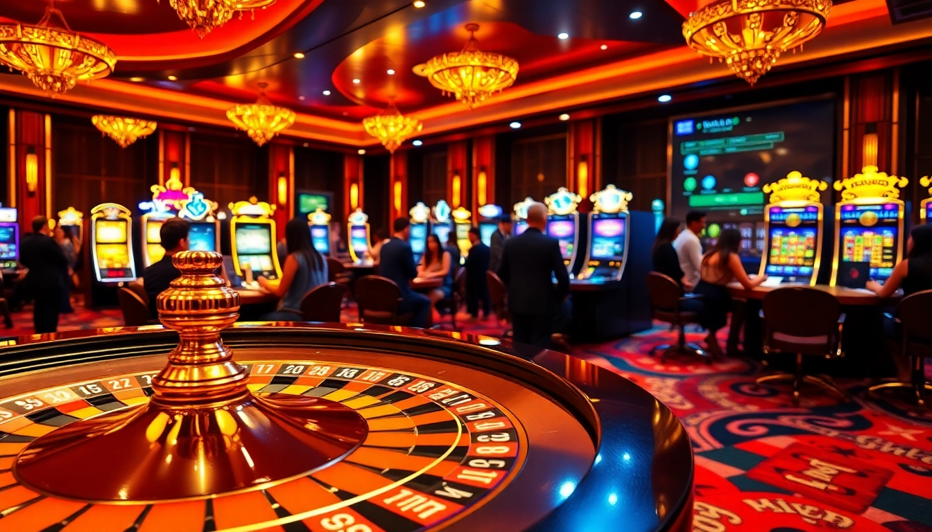 An exciting casino gaming scene at https://rr8888.in.net/ showcasing a roulette table with vibrant chips and lively players.