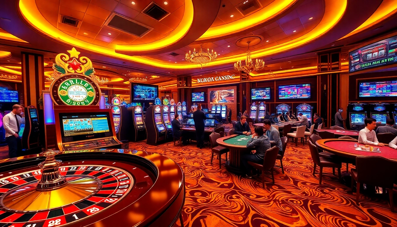 Engaging scene at nhà cái dh88 showcasing a lively casino atmosphere with vibrant gaming tables.