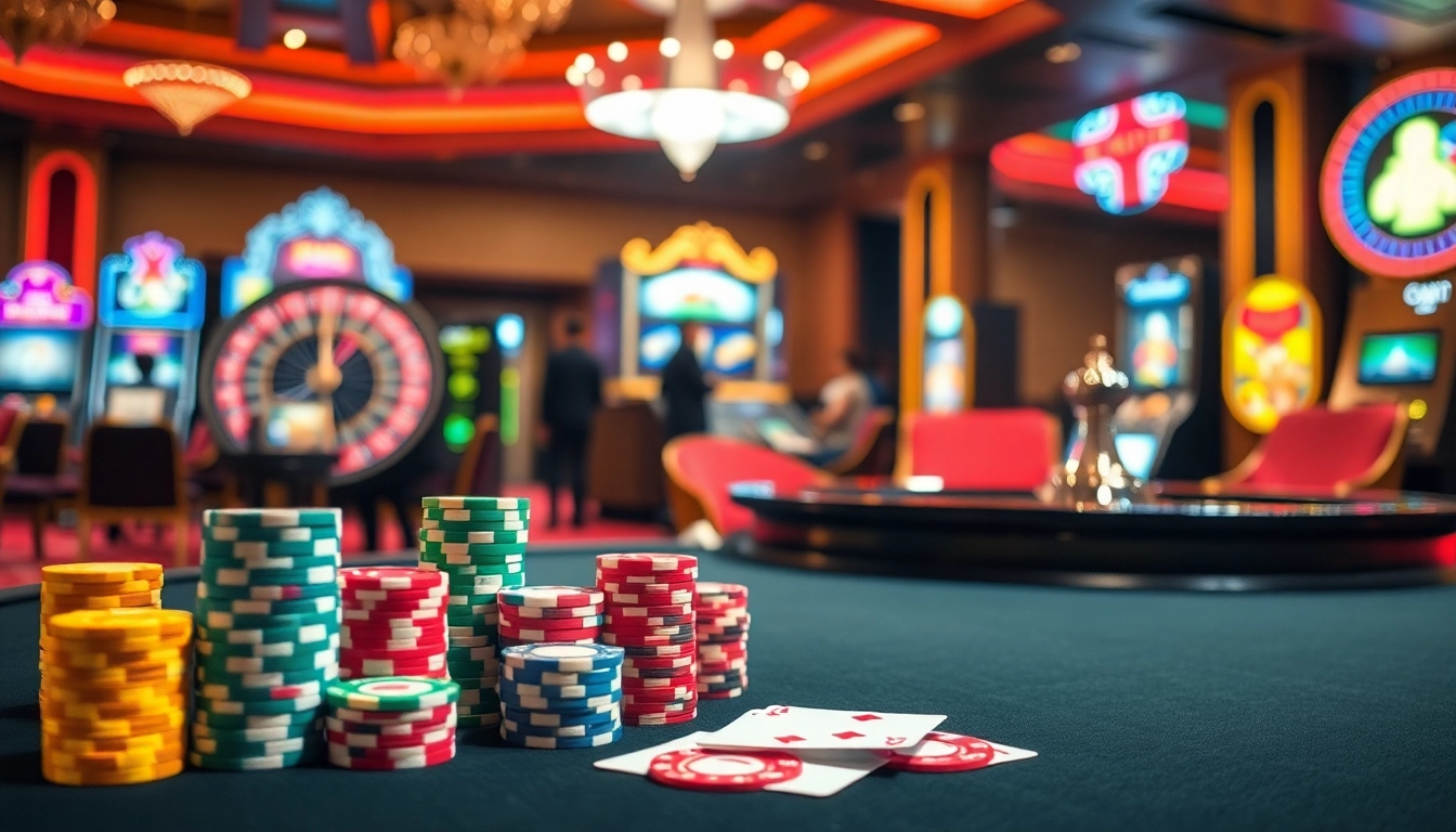 Engaging gamblers in a luxurious casino experience at https://go88vn.id/ with vibrant tables and roulette.