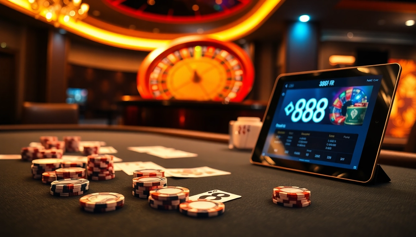 Experience the thrill of winning with 88i bet at a luxurious casino table featuring poker chips and cards.