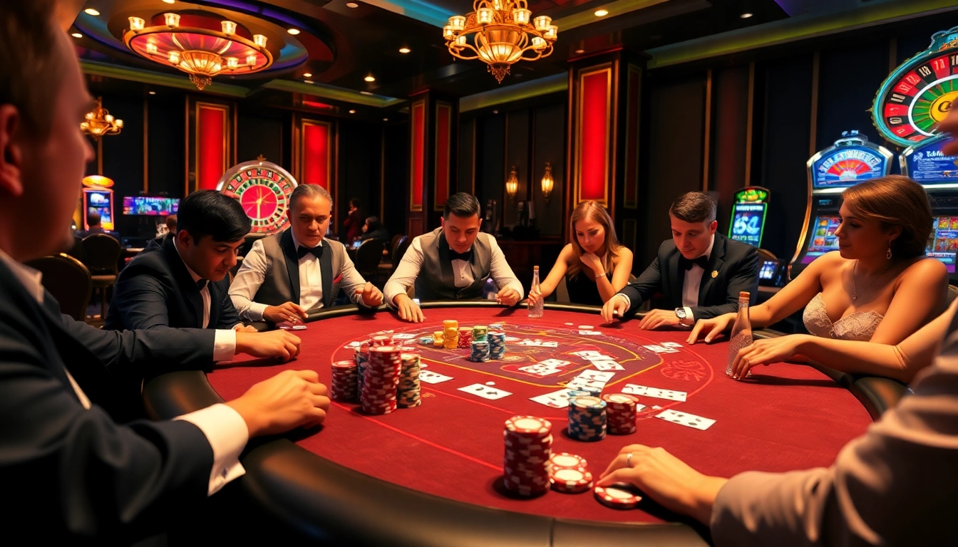 Engaging poker game scene showcasing the SC88 link in an upscale casino setting with action-packed gameplay.