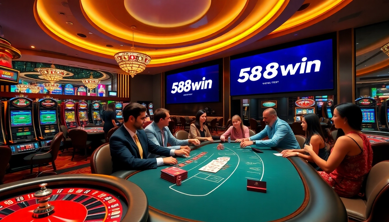 Players engaging with exciting casino games at 58win's luxurious gambling environment.