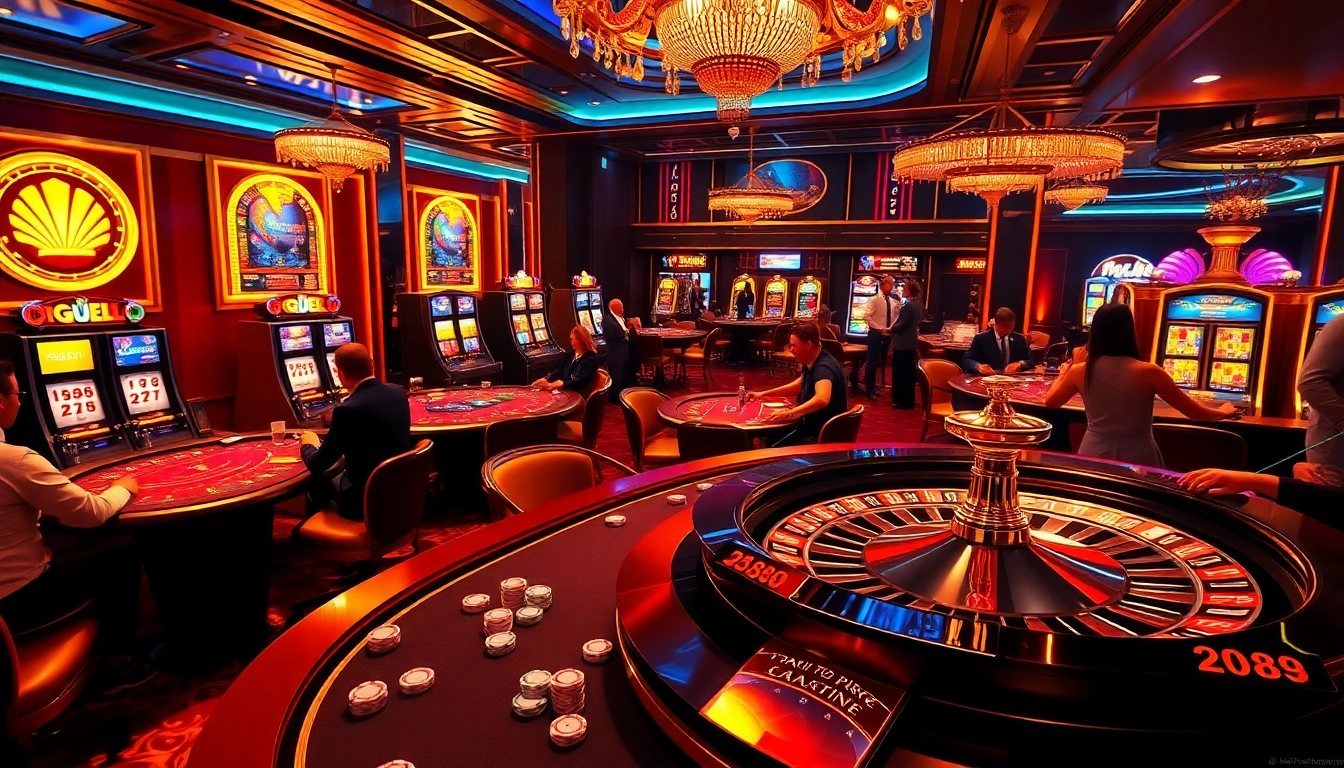 Excited players engaging with casino games, showcasing fb88's vibrant atmosphere and thrilling gaming experience.