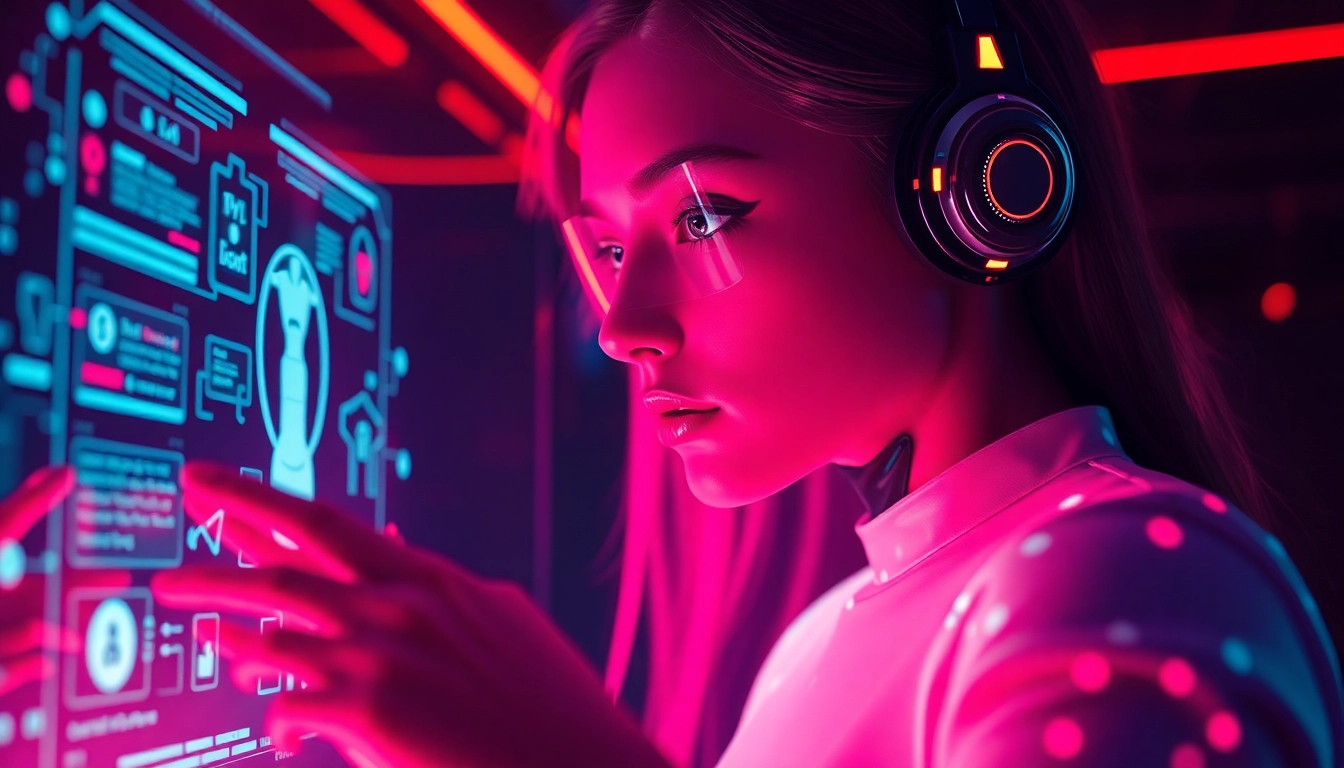 Engaging NSFW AI interaction showcased through a futuristic digital interface.