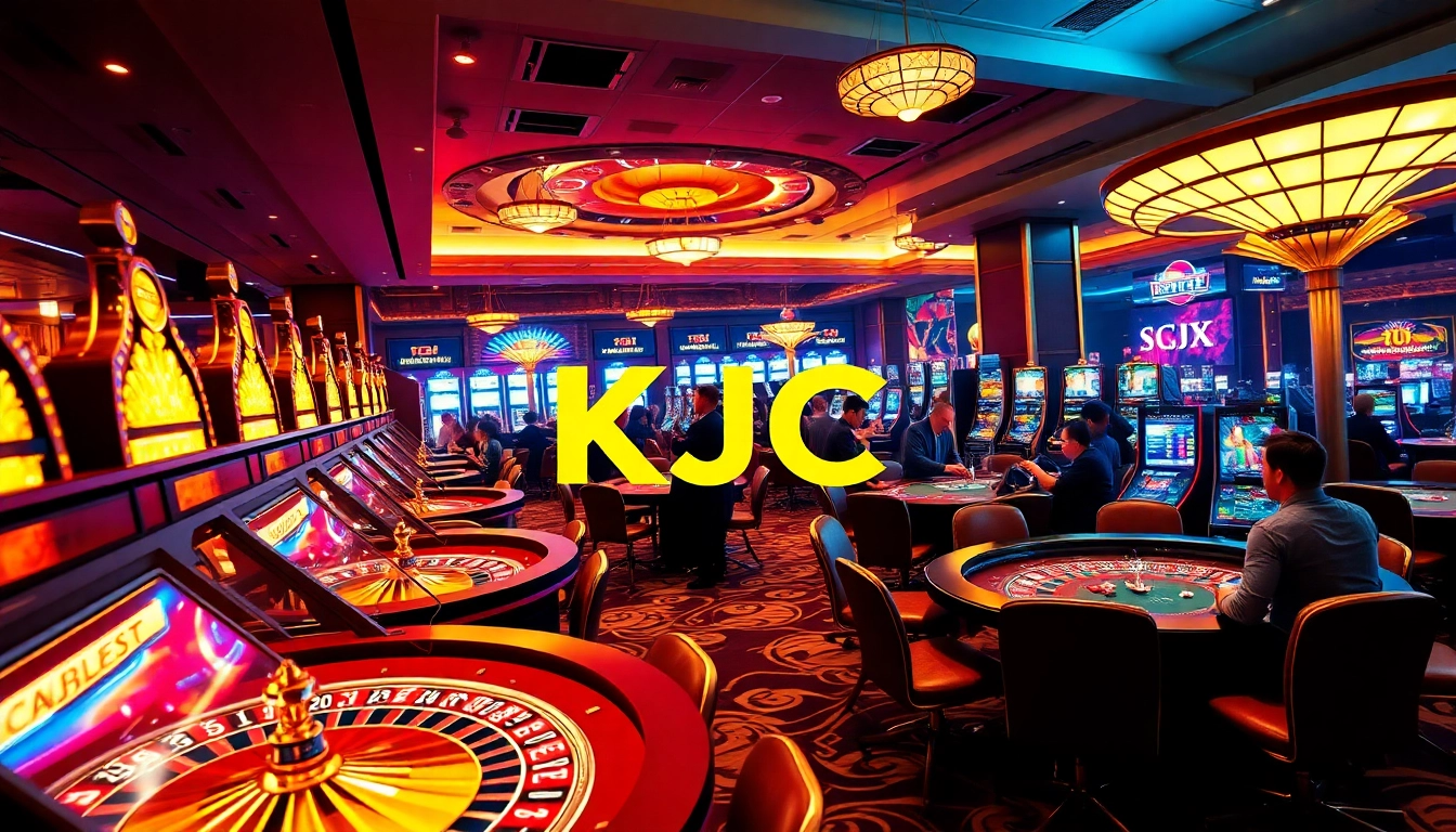 Experience the thrill of KJC gaming with vibrant casino tables and eager players.