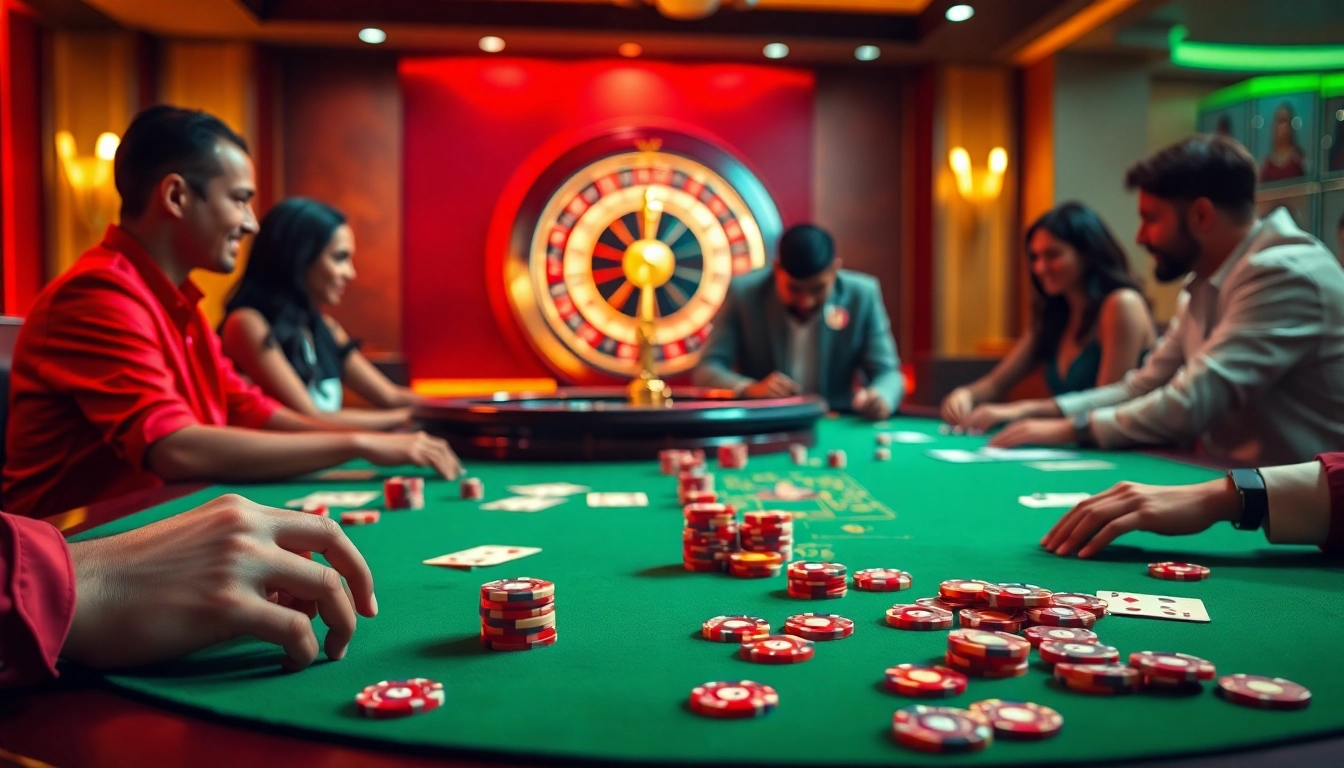 Exciting gameplay at Hi88 casino table with poker chips and cards ambiance.