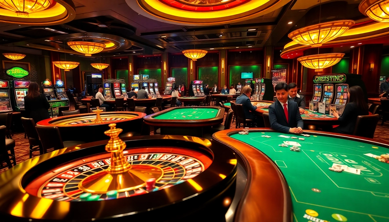 A thrilling gambling experience at 789winco com featuring vibrant casino tables and enthusiastic players.