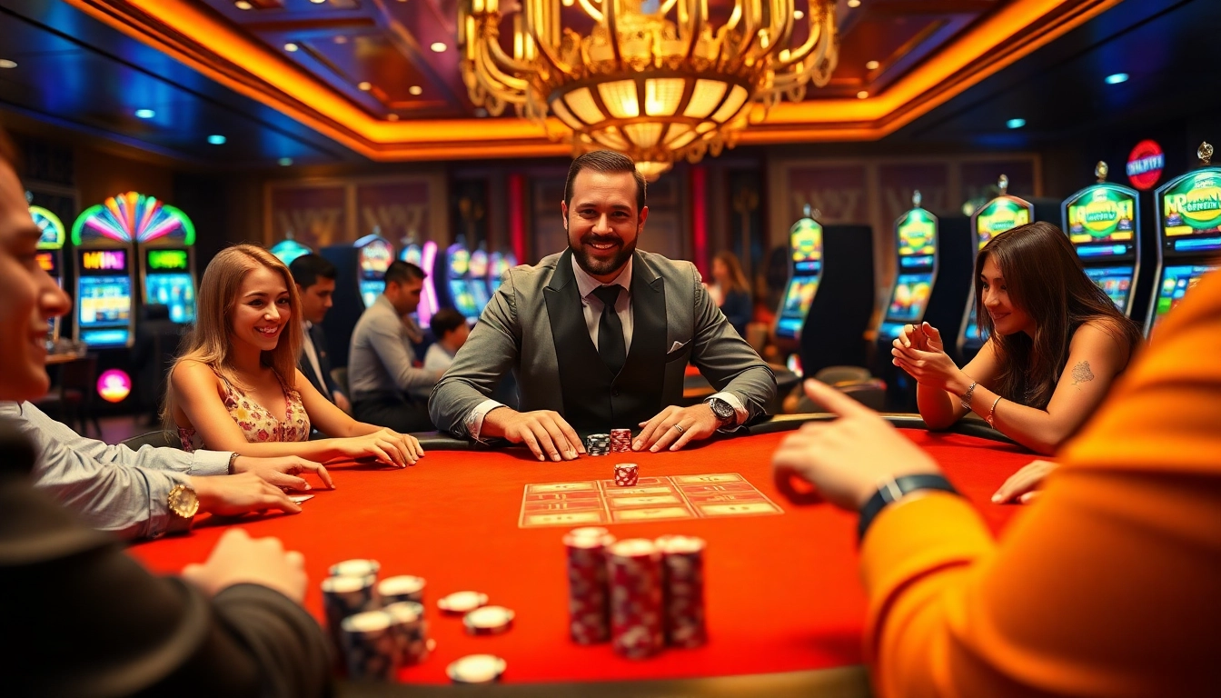 Players enjoying various MK8 betting experiences at a luxurious casino.