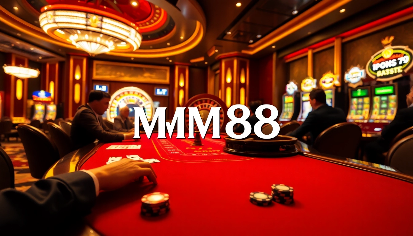 MM88 casino scene with poker table and slot machines highlighting excitement