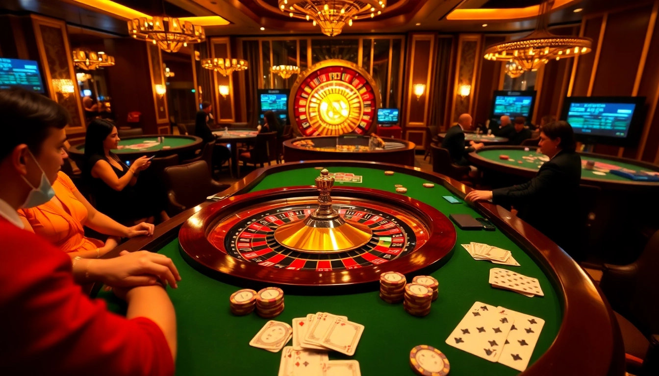 Exciting casino games at https://rr88.navy/ with luxurious tables, poker chips, and roulette.
